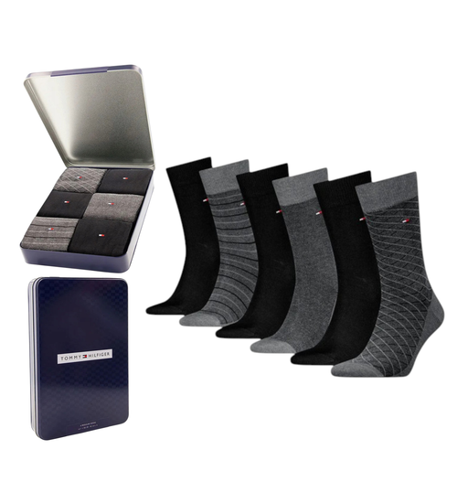 Tommy Hilfiger TH MEN SOCK 6P TIN GIFTBOX BIRDEY DARK GREY MELANGE 701235373 003 39-42