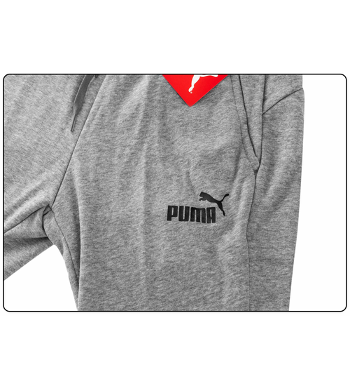 PUMA SPODNIE MĘSKIE DRESOWE BAWEŁNIANE ESS SLIM PANTS FL GRAY 586748 03