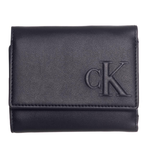 CALVIN KLEIN SET DAMEN GELDBÖRSE + SCHLÜSSELANHÄNGER GESCHENK TRIFOLD+HARDWARE KEYFOB BLACK K60K610150 BDS