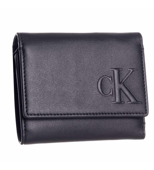 CALVIN KLEIN SET DAMEN GELDBÖRSE + SCHLÜSSELANHÄNGER GESCHENK TRIFOLD+HARDWARE KEYFOB BLACK K60K610150 BDS