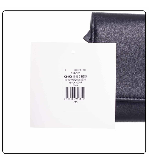 CALVIN KLEIN SET DAMEN GELDBÖRSE + SCHLÜSSELANHÄNGER GESCHENK TRIFOLD+HARDWARE KEYFOB BLACK K60K610150 BDS