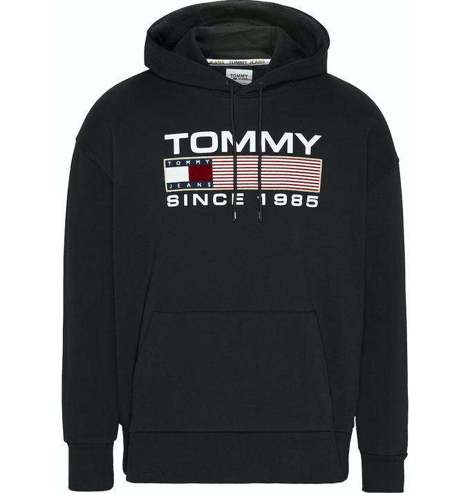 TOMMY HILFIGER HOODIE HERREN TJM REG ATHLETIC LOGO HOODIE SCHWARZ