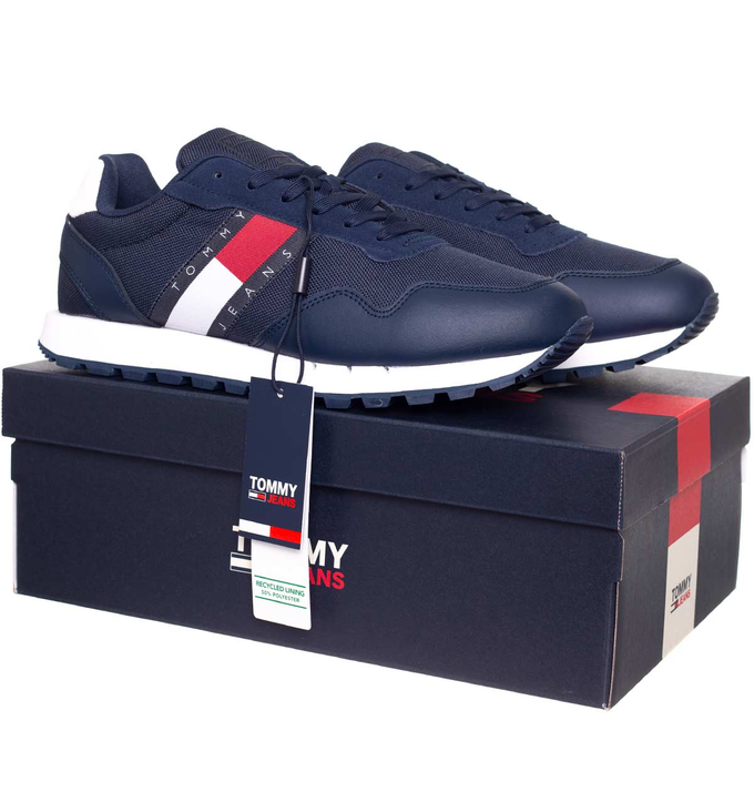 TOMMY HILFIGER HERREN SCHUHE RETRO LEATHER TJM ESS MARINEBLAU 