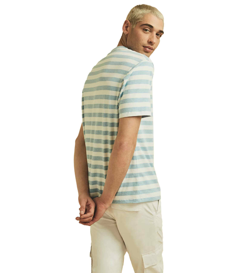 GUESS HERREN T-SHIRT GO SS LOGO STRIPE TEE WHITE-BLAU M1GI12RAGP0 S7H1