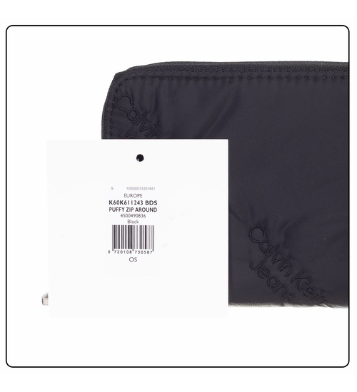 CALVIN KLEIN DAMEN-GELDBÖRSE PUFFY ZIP AROUND BLACK K60K611243 BDS