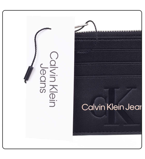 CALVIN KLEIN CARDHOLDER SCULPTED CARDCASE 6CC MONO BLACK K60K608399 01F