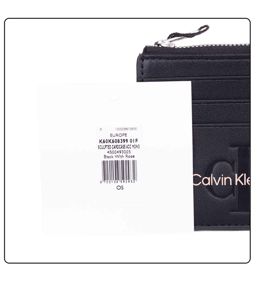 CALVIN KLEIN CARDHOLDER SCULPTED CARDCASE 6CC MONO BLACK K60K608399 01F