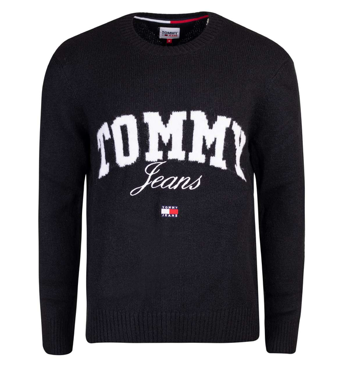 TOMMY HILFIGER HERREN PULLOVER TJM RLX NEW VARSITY SWEATER BLACK