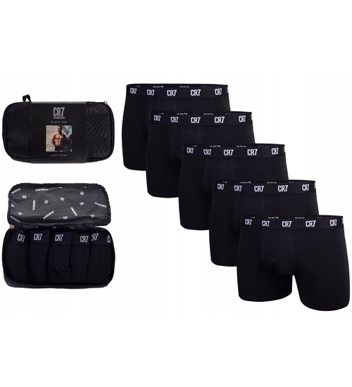 CR7 BOXERHÖSCHEN FÜR HERREN TRUNK 5 PACK GIFTBOX BLACK 8123-49-2902 - Größe: XXL