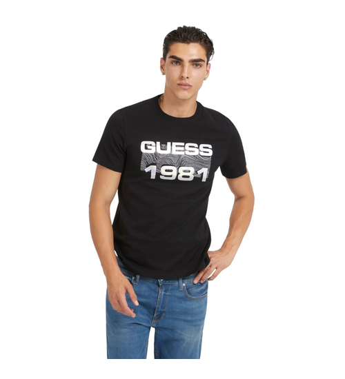 GUESS HERREN-T-SHIRT SS CN GUESS 1981 FOI BLACK M3BI77J1314 JBLK