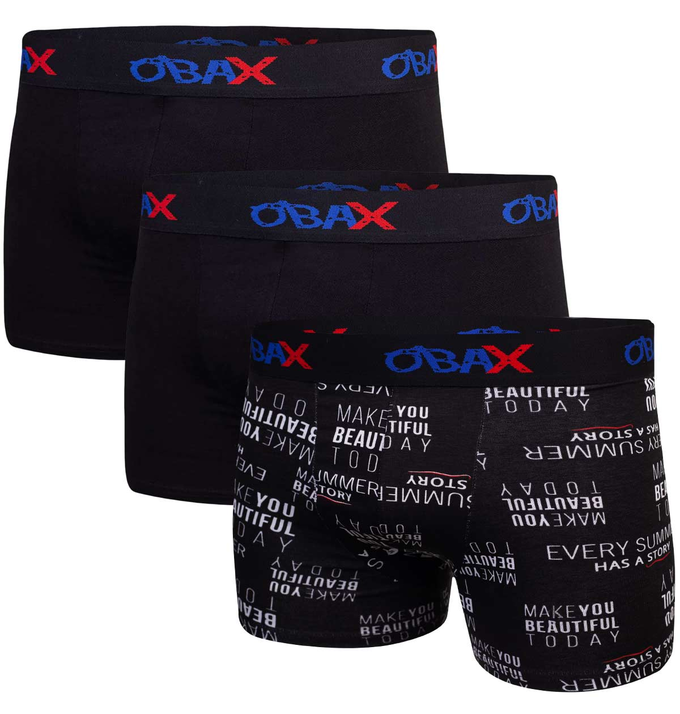 OBAX HERREN-BOXER-UNTERWÄSCHE 3P, SCHWARZ - Messimo