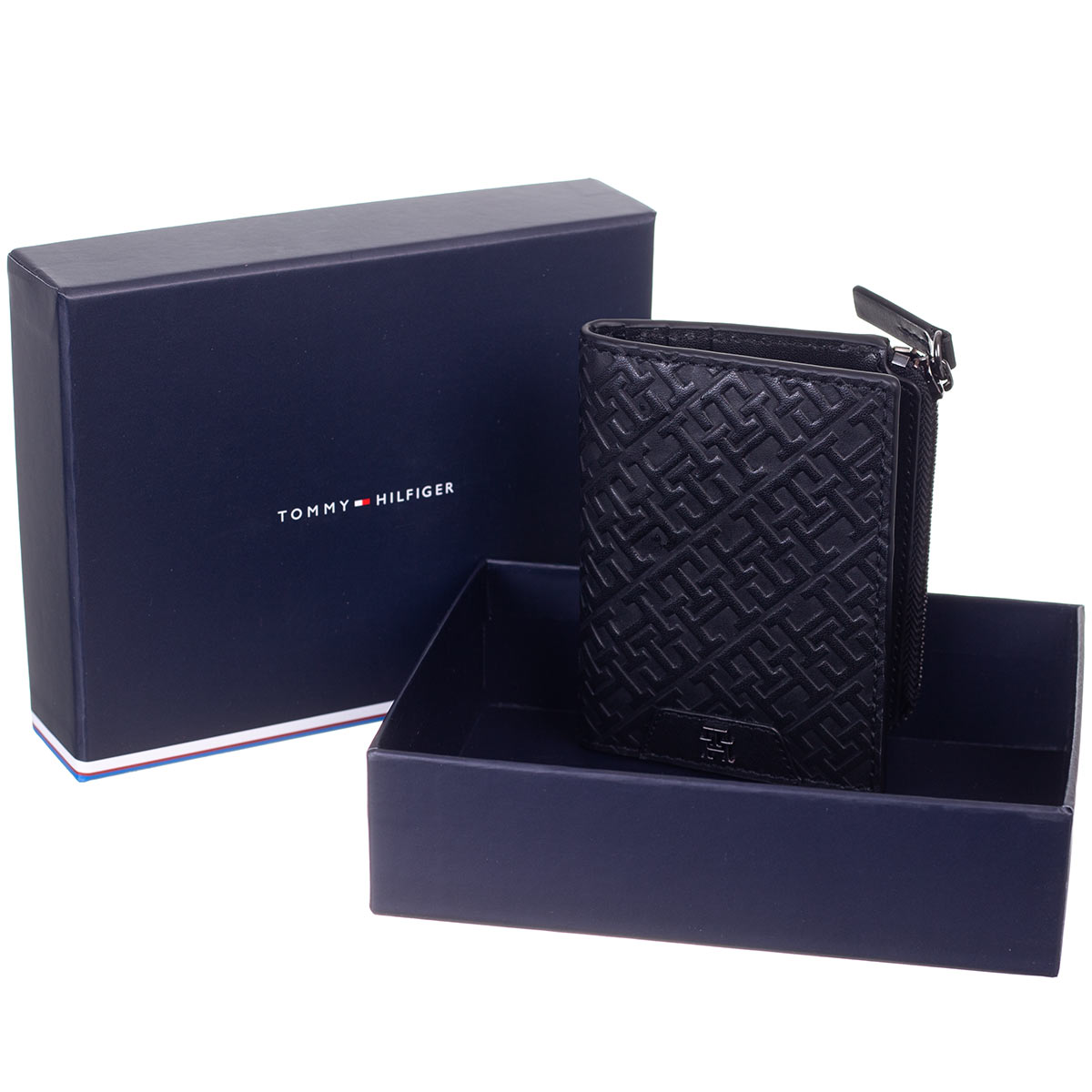 TOMMY HILFIGER HERREN GELDBÖRSE TH MONOGRAM BIFOLD WITH ZIP BLACK  